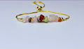 Adjustable genuine stone multicolored gemstones bracelet