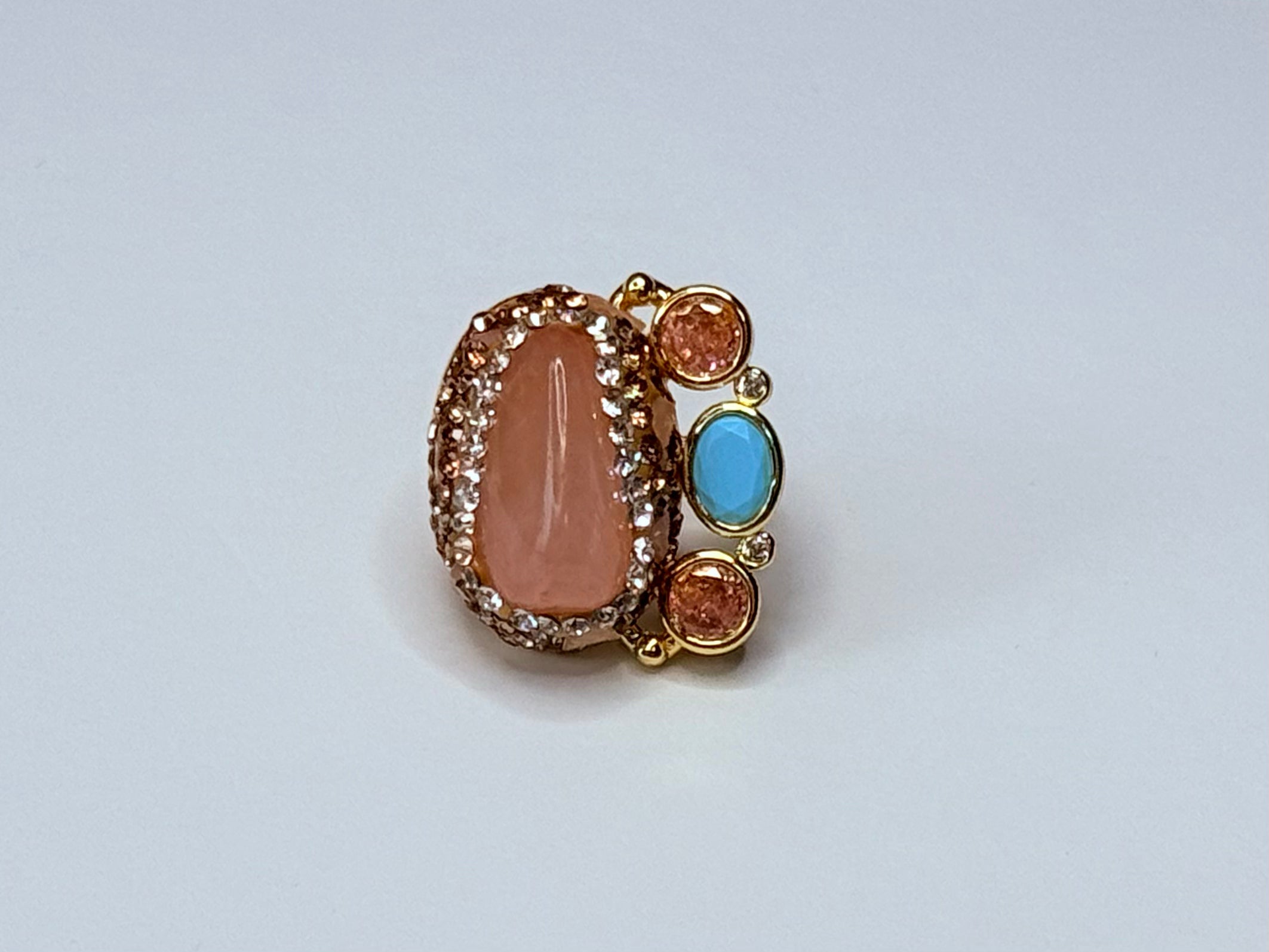 Empress rose quartz adjustable ring.
