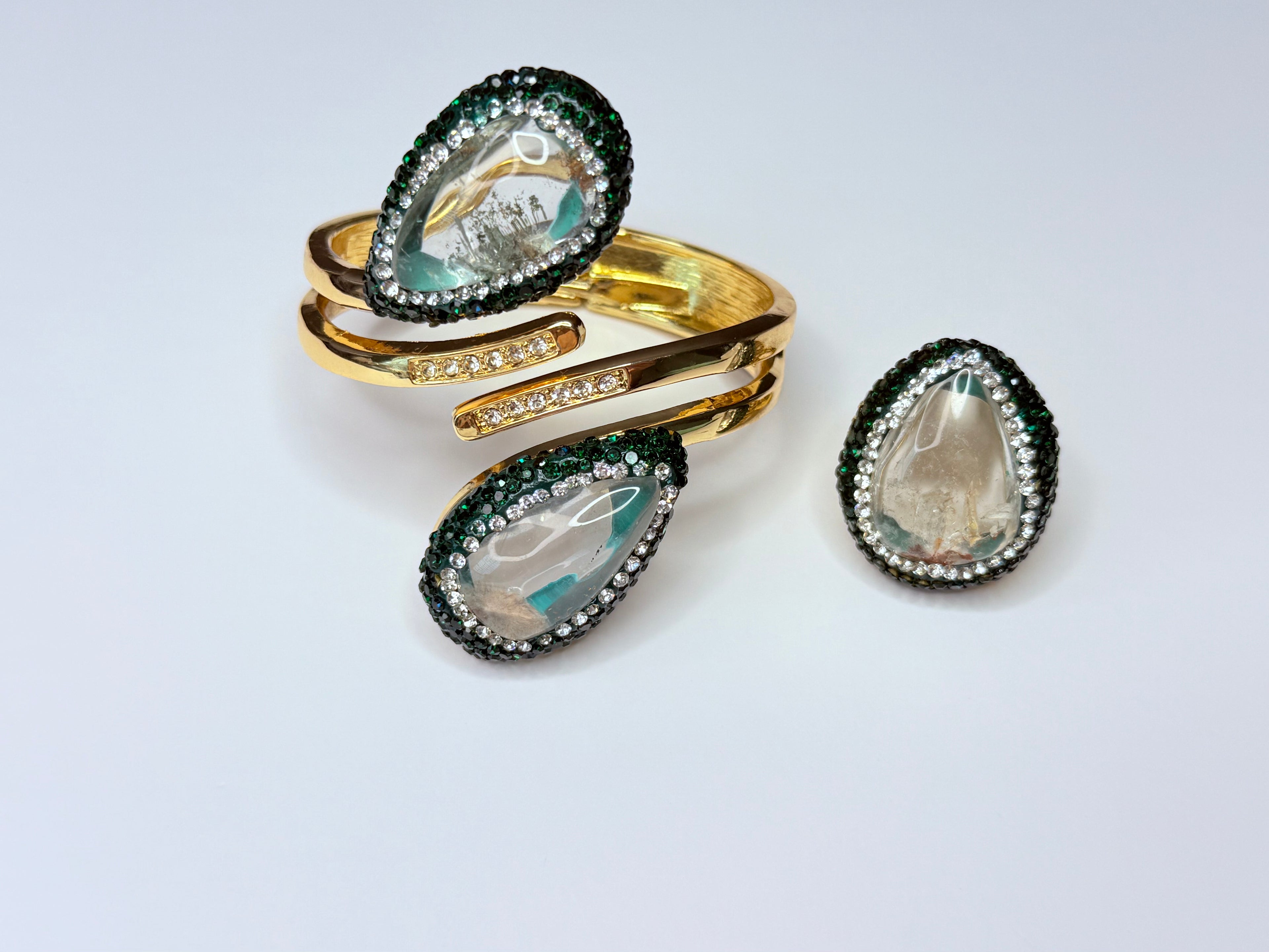 Garden quartz bracelet and ring set.