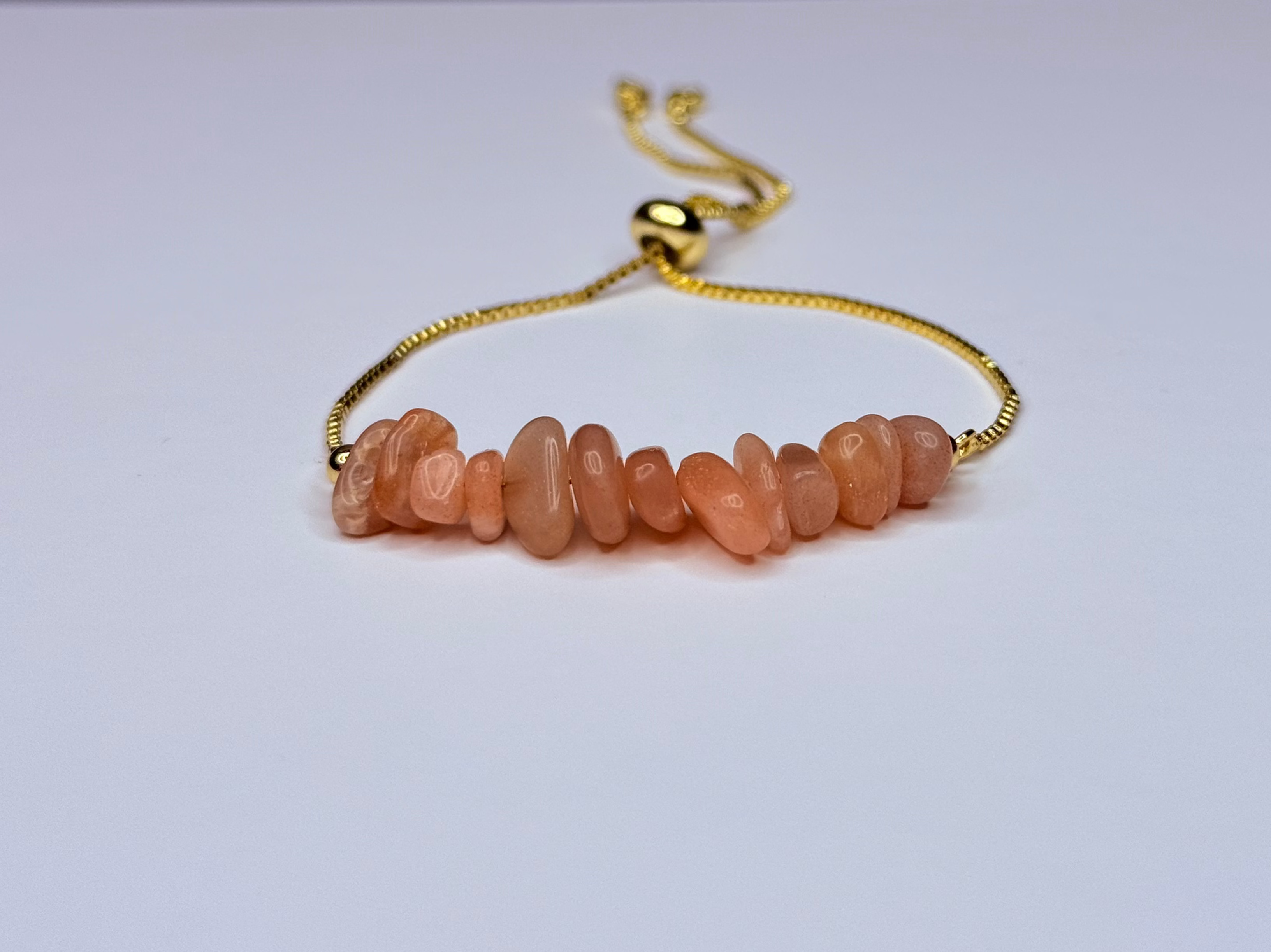 Adjustable genuine stone moonstone bracelet