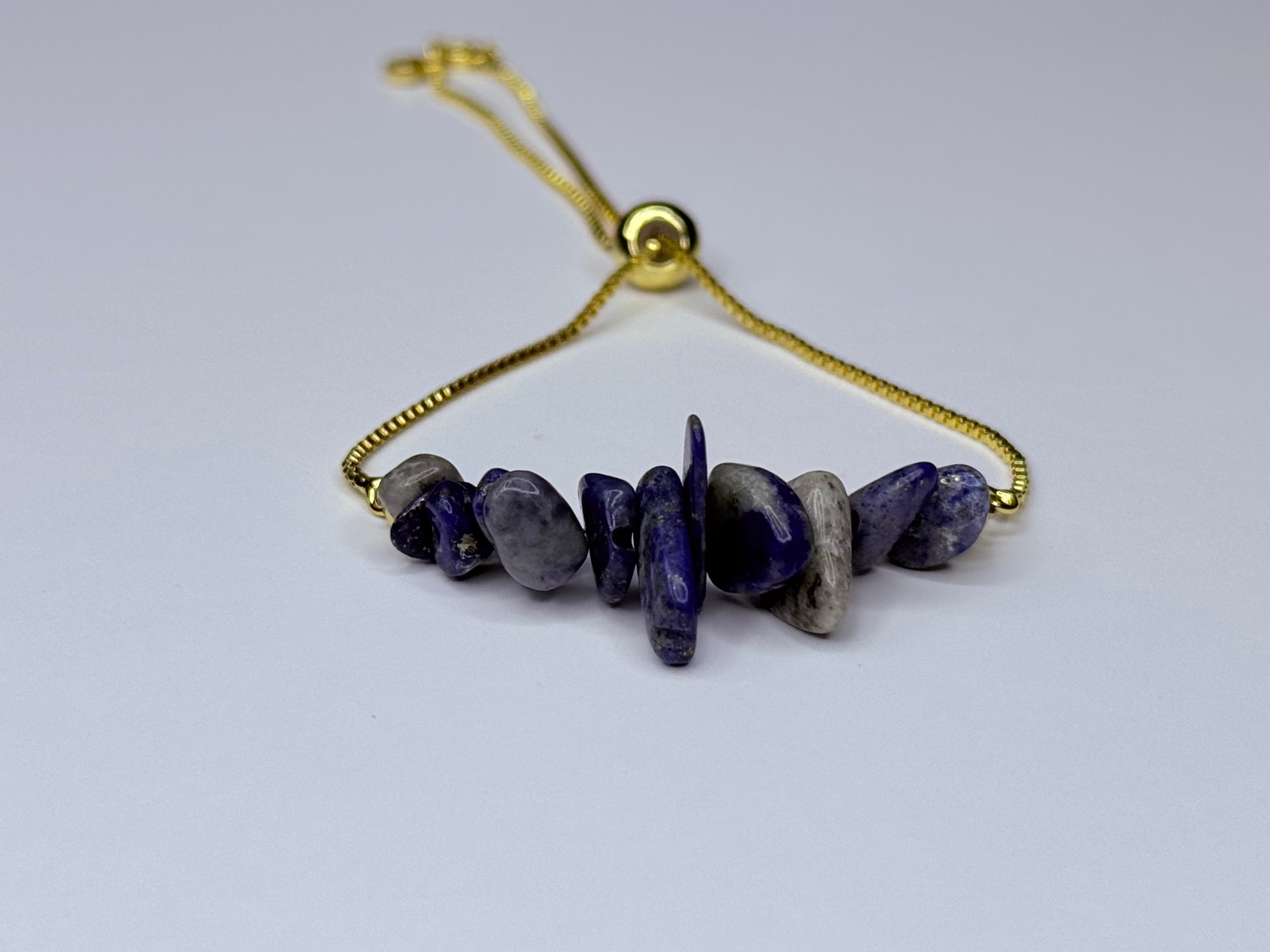 Adjustable genuine stone lapis lazuli bracelet