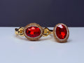 Solid crystal red bracelet and ring