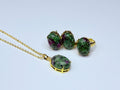 Genuine natural stone ruby zoisite set