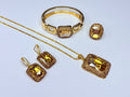 Solid amber glass set.