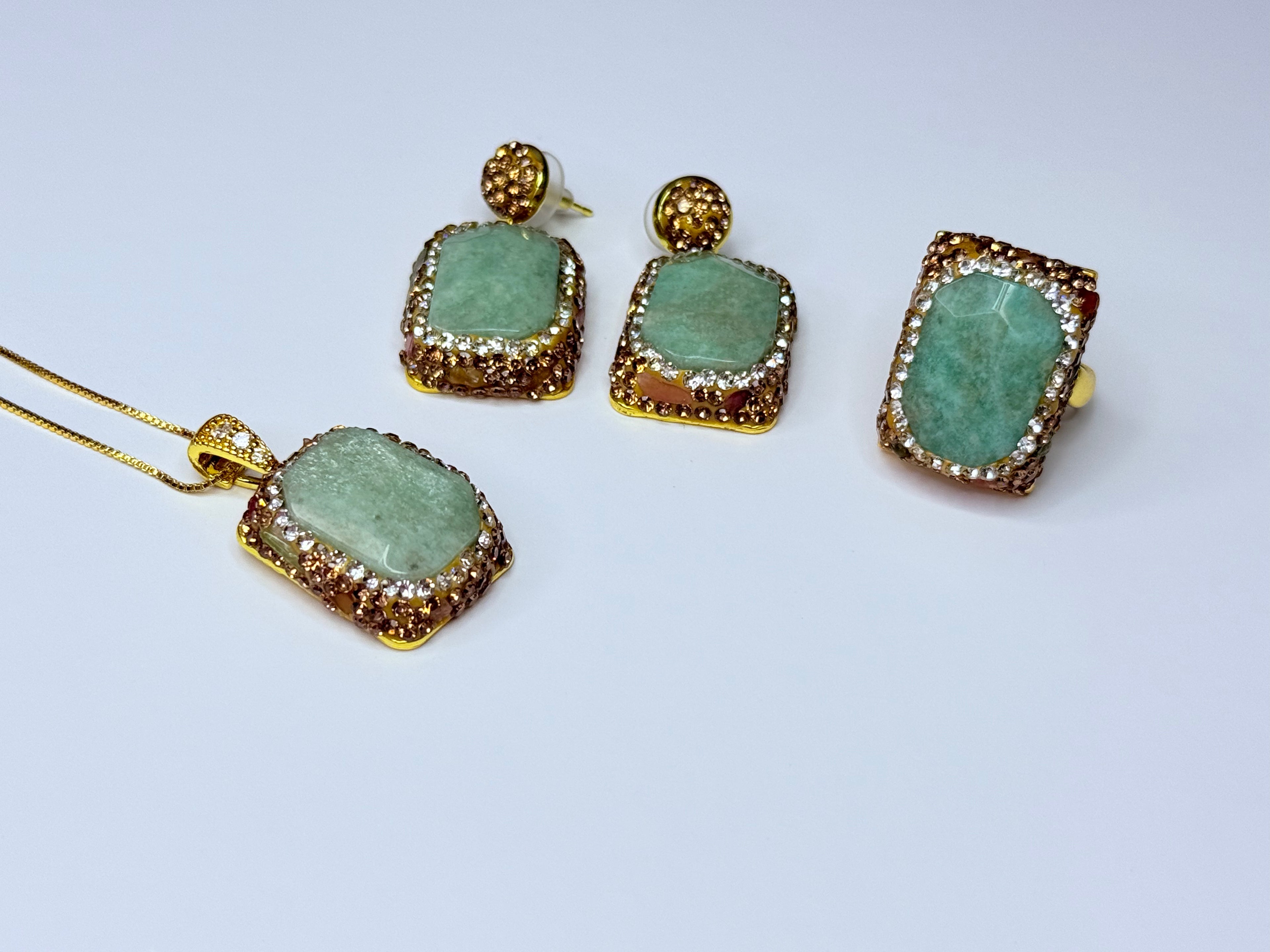 Genuine Natural Mint Green Gemstone Set.