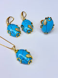 Turquoise-colored howlite natural stone set.