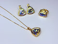Solid diamond-cut crystal set.
