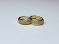 Gold earrings with cubic zirconia.