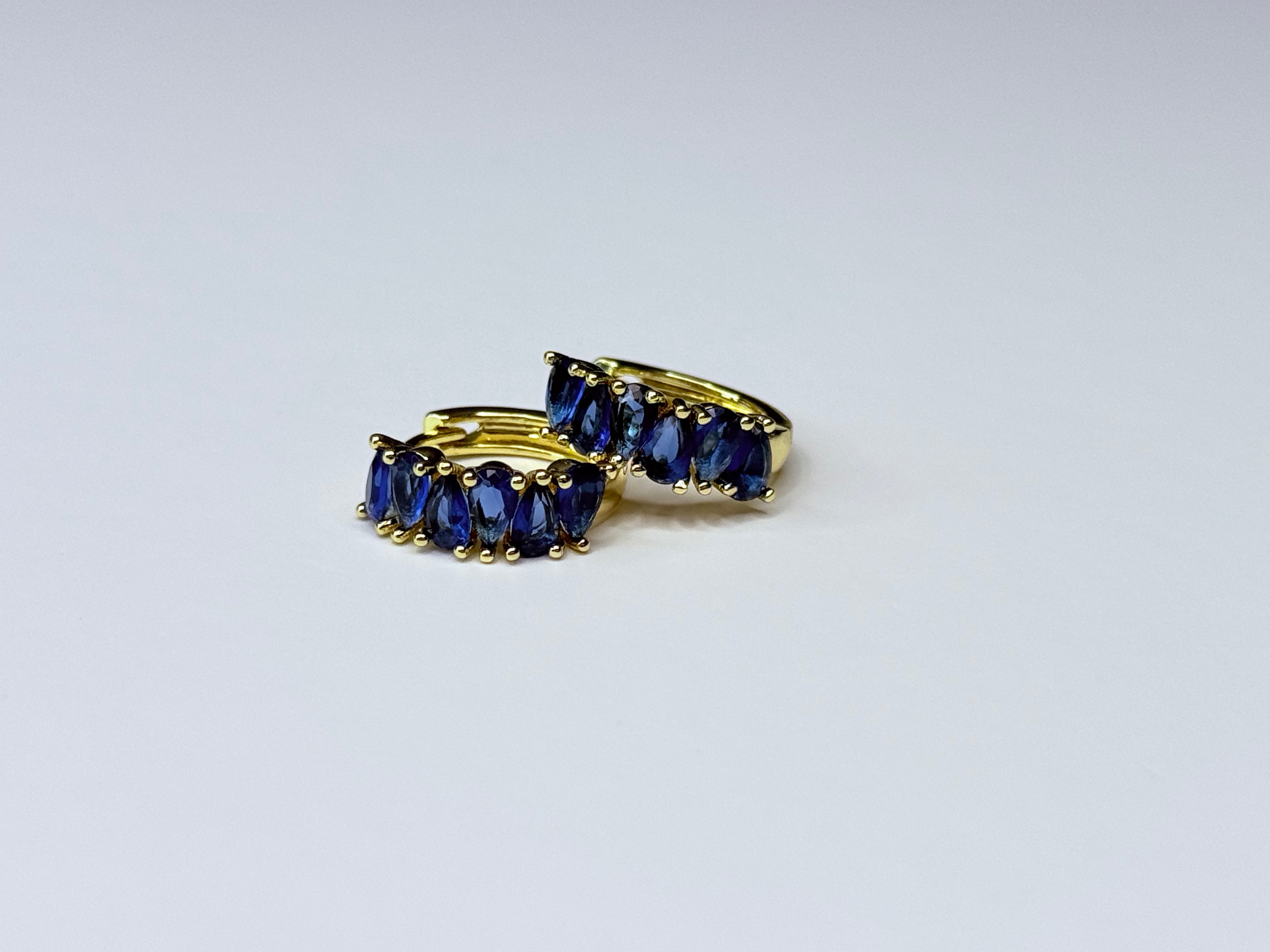 Earrings with navy blue cubic zirconia.