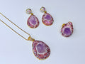 Amethyst Druzy Natural Stone Set.