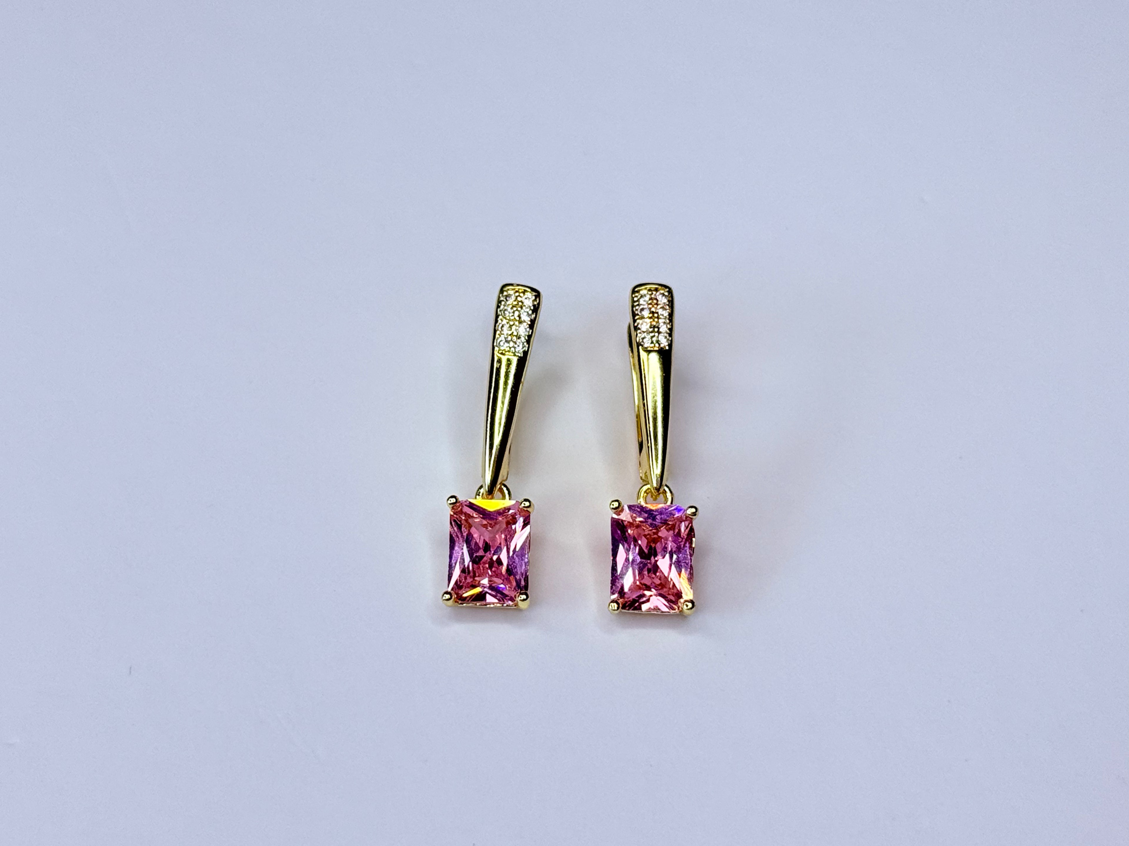 Pink crystal earrings.