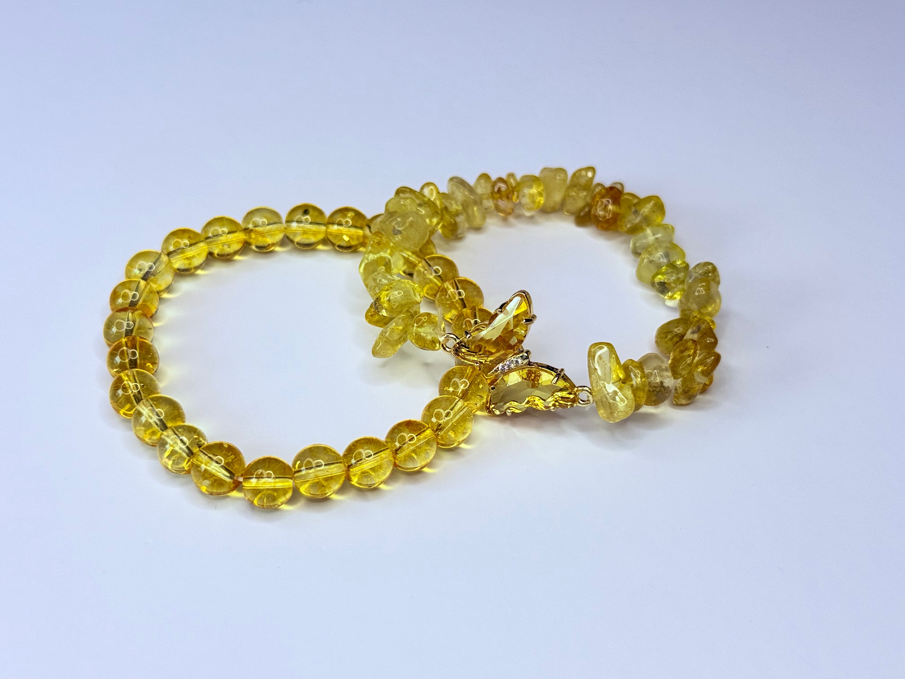 Natural citrine stone bracelet set.