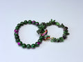 Ruby-in-zoisite natural stone bracelet set.