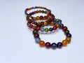Multicolored natural stone bracelet set.