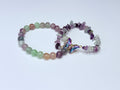 Natural fluorite and quartz crystal bracelet set.